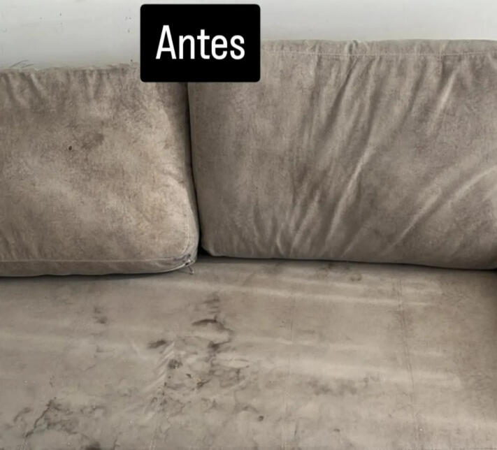 Sillón antes de la limpieza profunda con manchas y suciedad acumulada