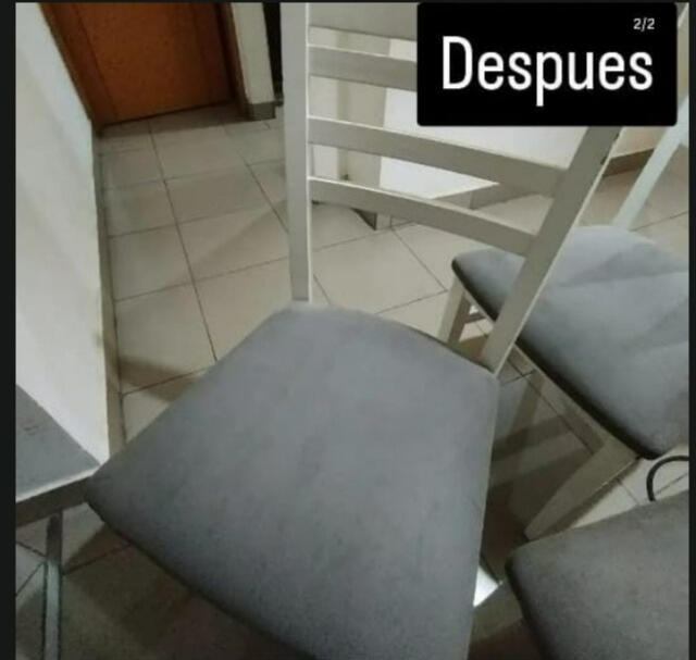 Silla tapizada después de la limpieza profunda, tela renovada